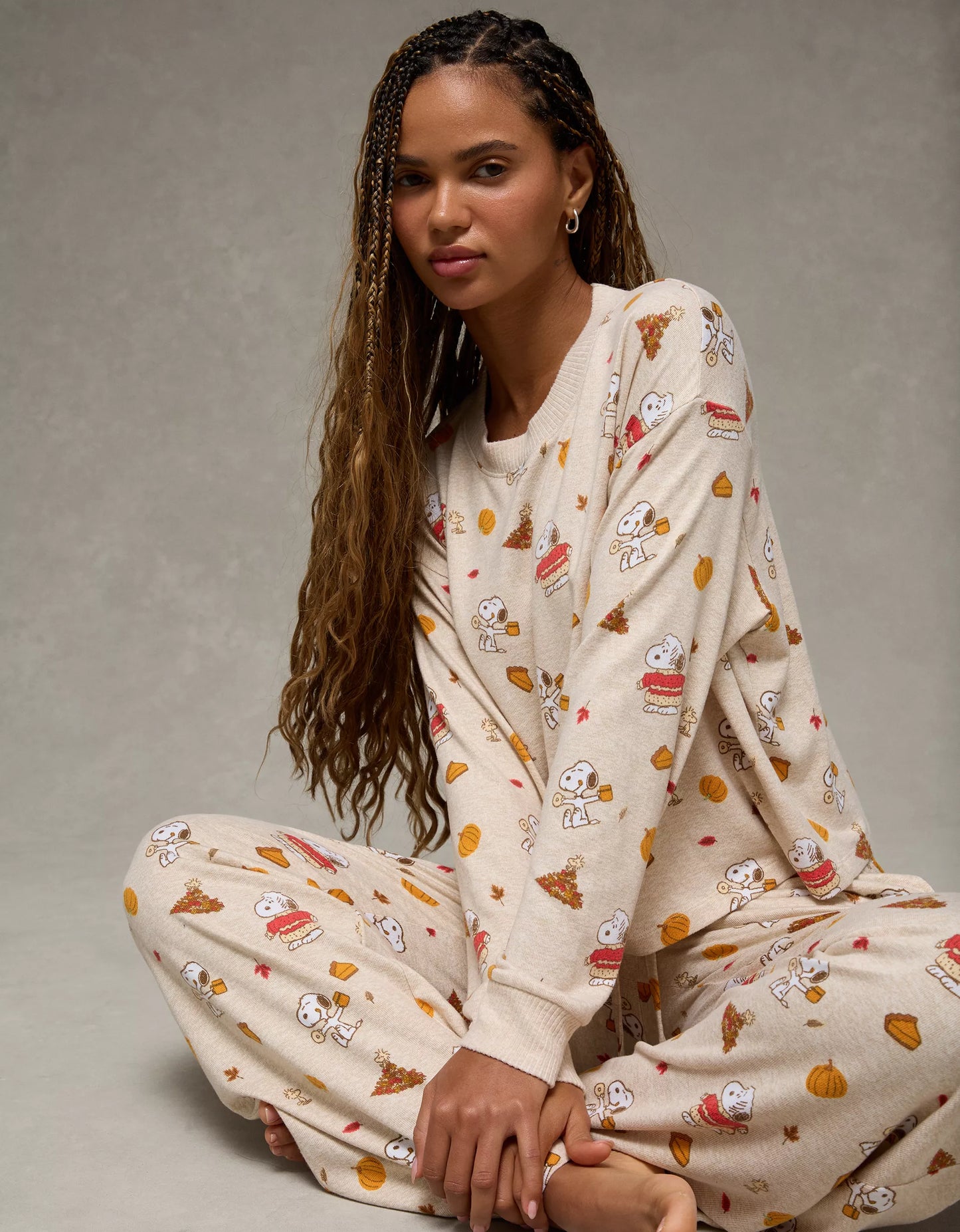 PRE ORDER-AE Luxe Plush Snoopy Fall Long-Sleeve & Pant PJ Set