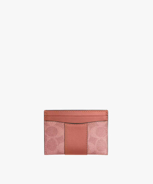 Coach Essential Card Case In Signature Canvas Brass Melon Pink | variant:brass-melon-pink