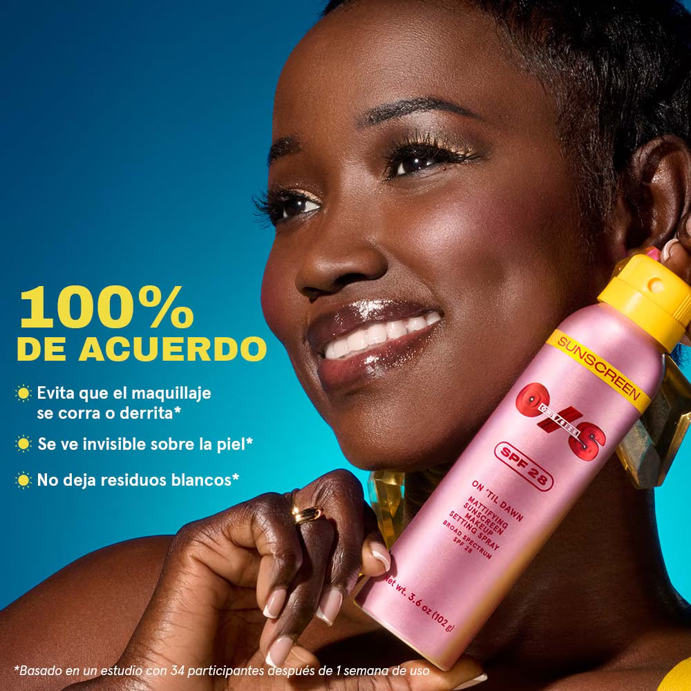 ONE/SIZE On ’Til Dawn Mattifying Sunscreen Makeup Setting Spray SPF 28 (fijador de maquillaje con protección solar)