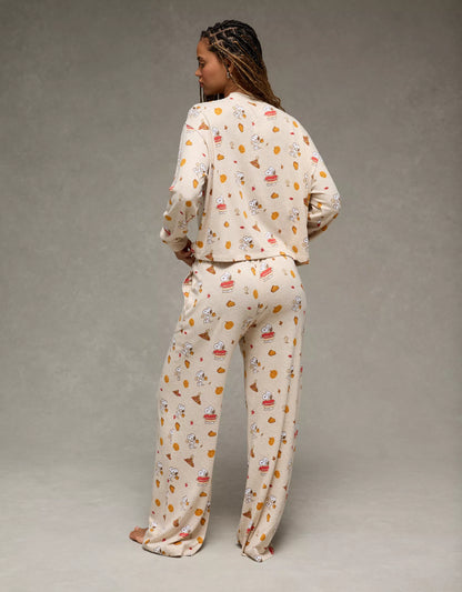 PRE ORDER-AE Luxe Plush Snoopy Fall Long-Sleeve & Pant PJ Set