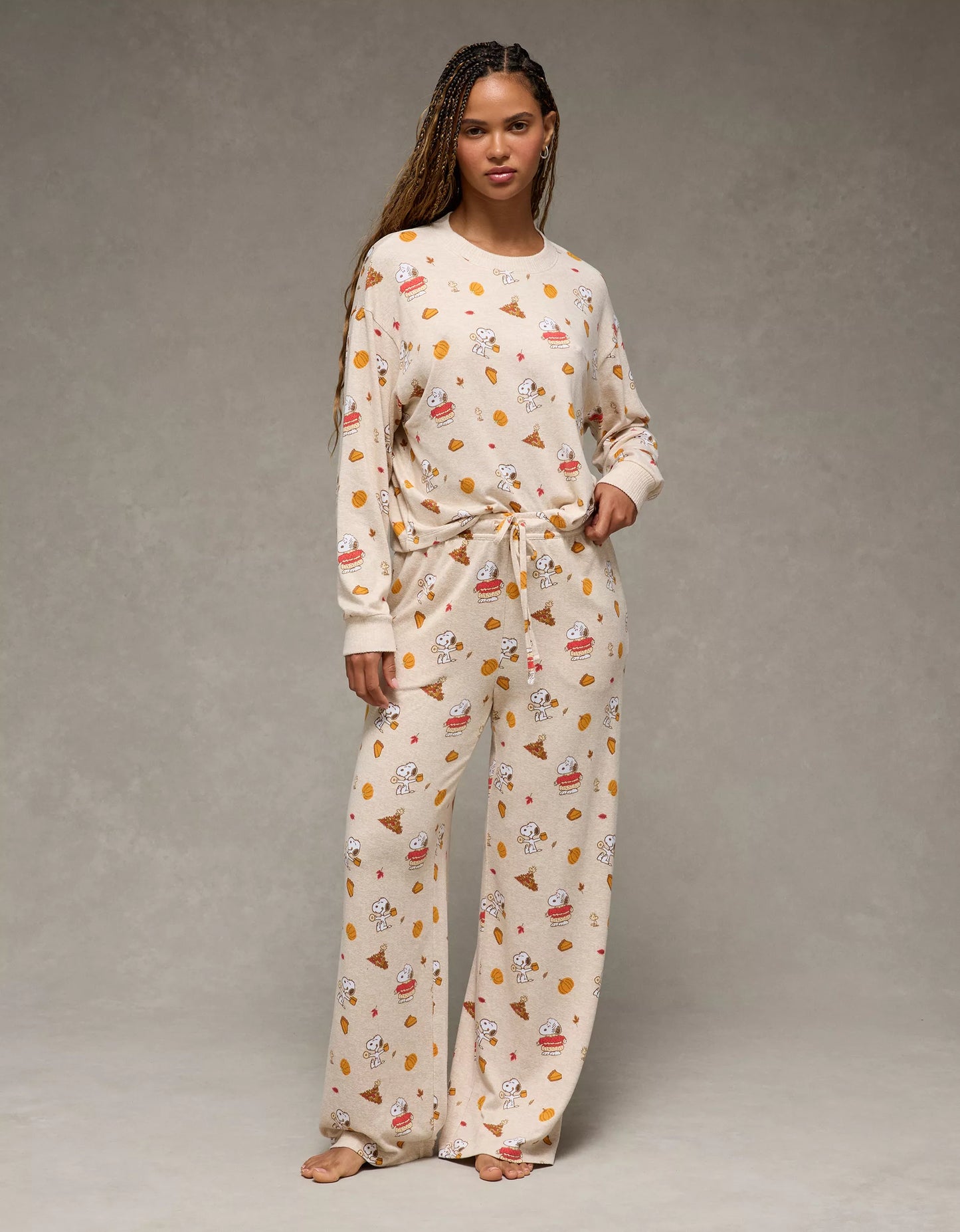 PRE ORDER-AE Luxe Plush Snoopy Fall Long-Sleeve & Pant PJ Set