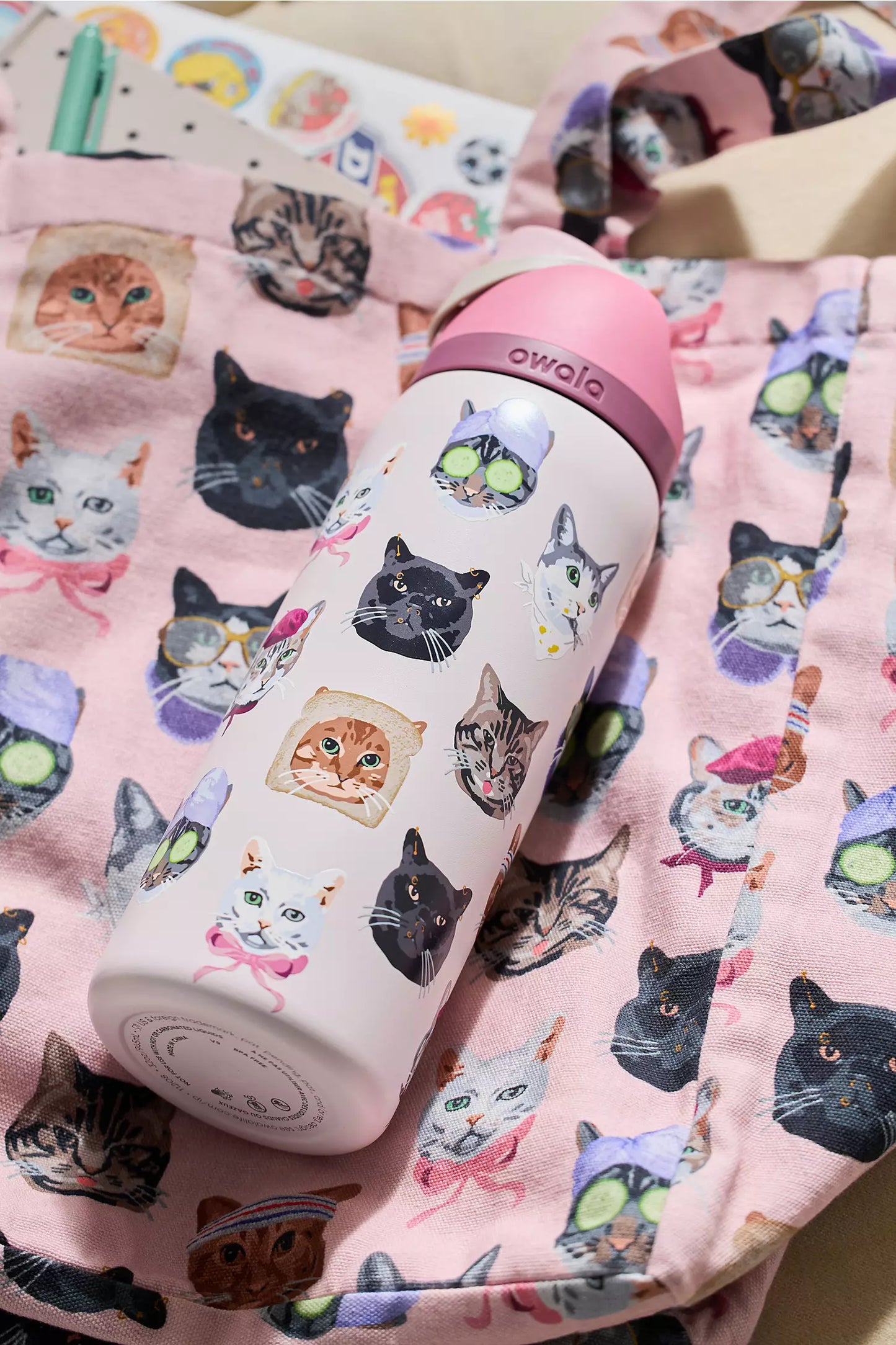 PRE ORDER-Owala UO Exclusive Cat Collage FreeSip 32 oz Water Bottle