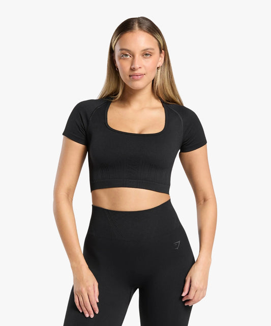 Gymshark Corset Seamless Crop Top Black | variant:black