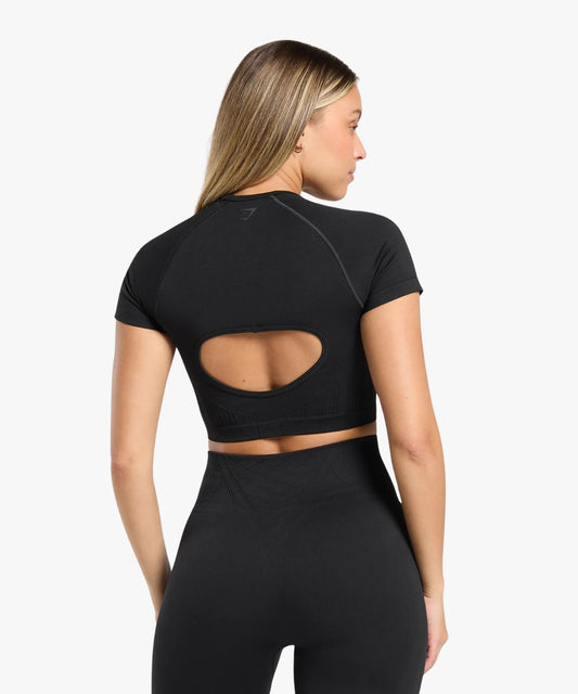 Gymshark Corset Seamless Crop Top Black | variant:black