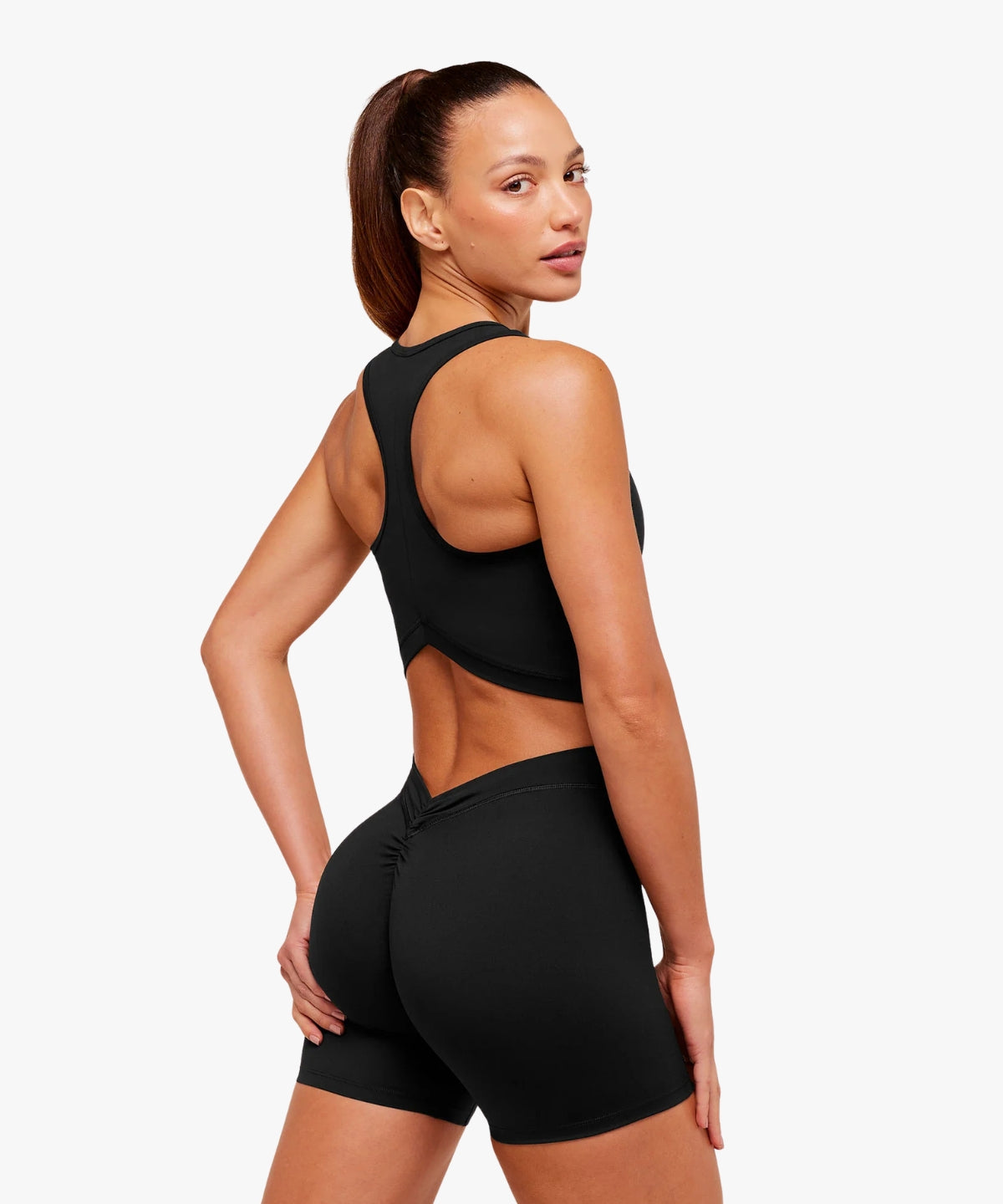Gymshark Lifting Dipped Crop Tank Black | variant:black