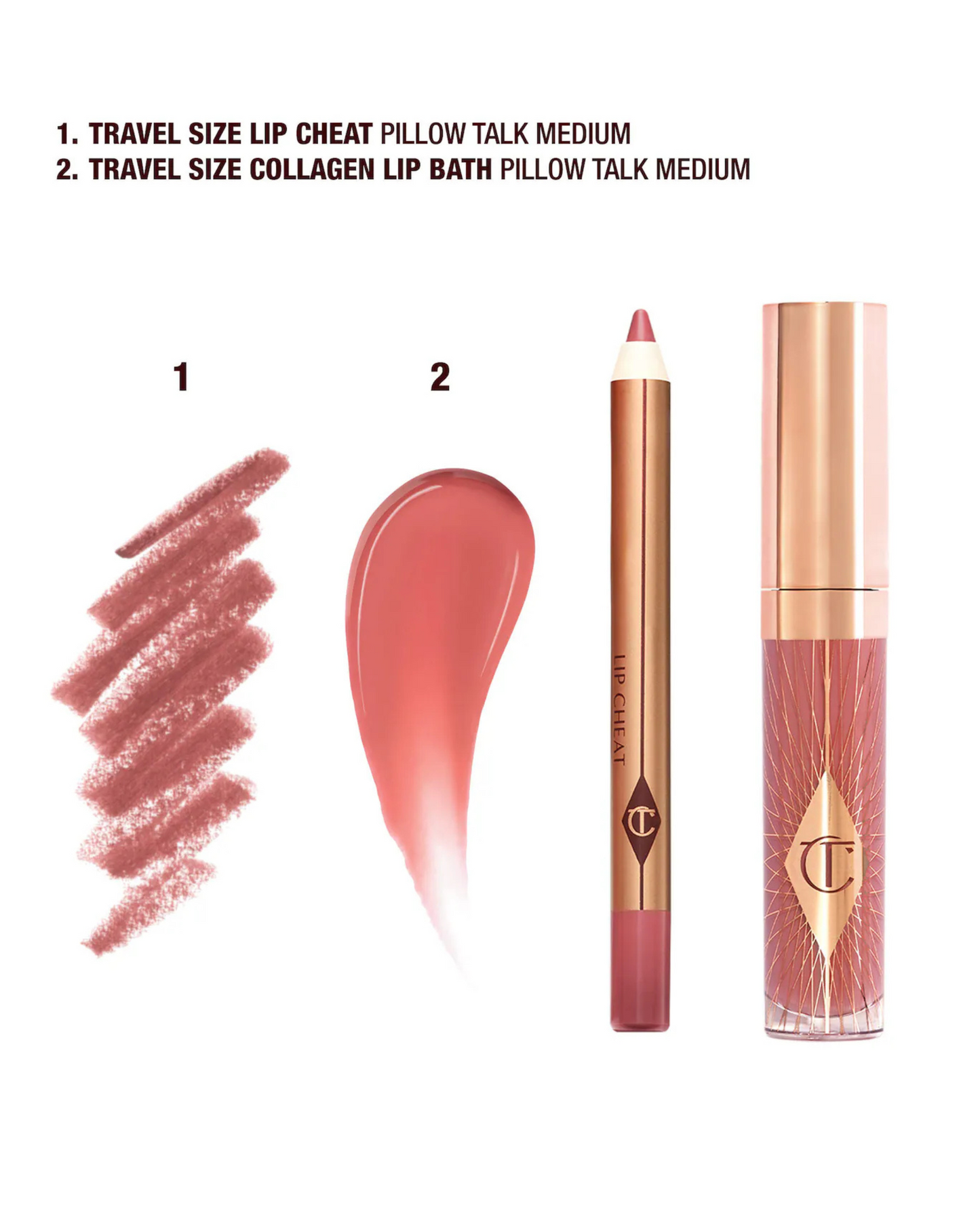 Charlotte Tilbury Mini Pillow Talk Glossy Lip Duos (set mini de delineador y gloss labial)