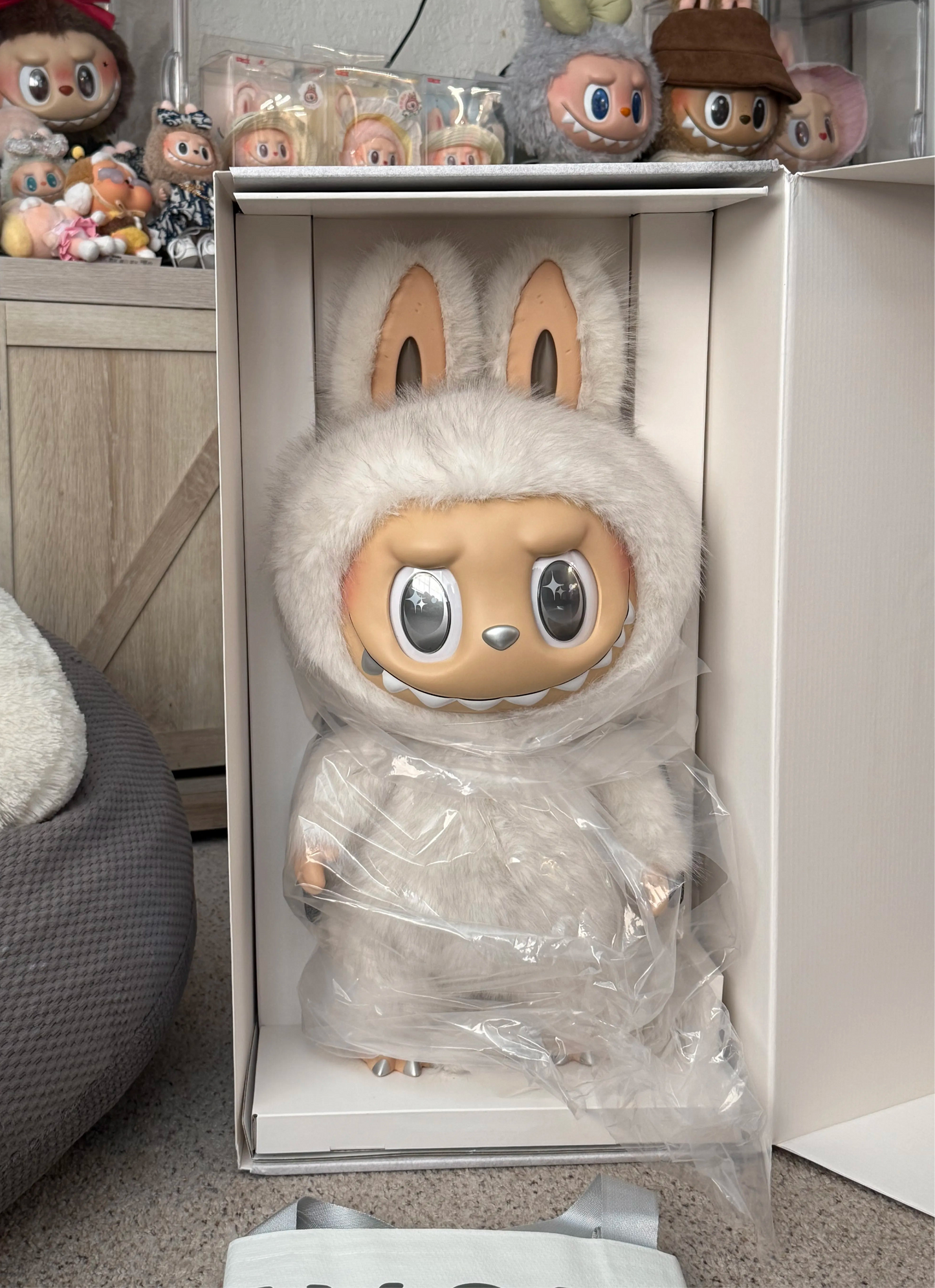 PRE ORDER-The Monsters Labubu Zimomo Angel in Clouds Figure + Tote Bag