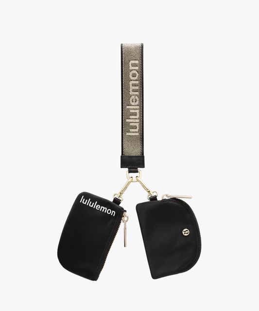 Lululemon Dual Pouch Wristlet Metallic Wordmark (cartera de muñeca con doble compartimento)