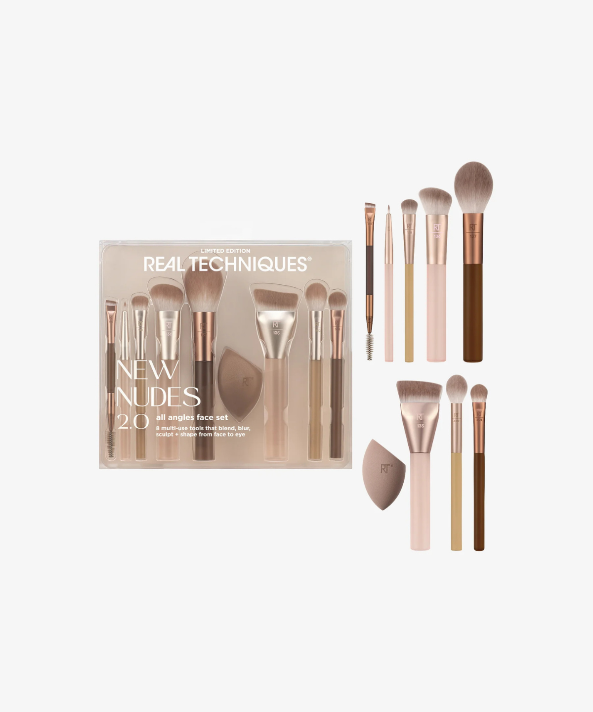 Real Techniques New Nudes 2.0 All Angles Face Set (set de 9 piezas)