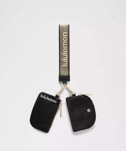 Dual Pouch Wristlet Metallic Wordmark