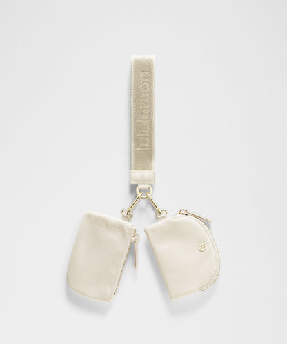Dual Pouch Wristlet Metallic Wordmark