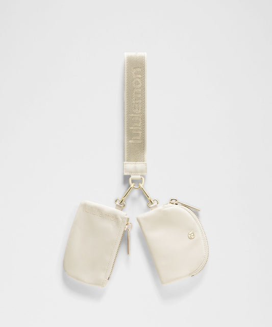 Dual Pouch Wristlet Metallic Wordmark