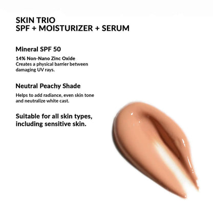 PRE ORDER-Skin Trio Mineral SPF 50 Moisturizer and Brightening Serum with Squalane