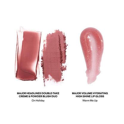 Patrick's Glow and Gloss Set: Major Headlines Blush Duo and Plumping Lip Gloss Makeup Gift Set